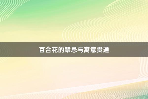 百合花的禁忌与寓意贯通